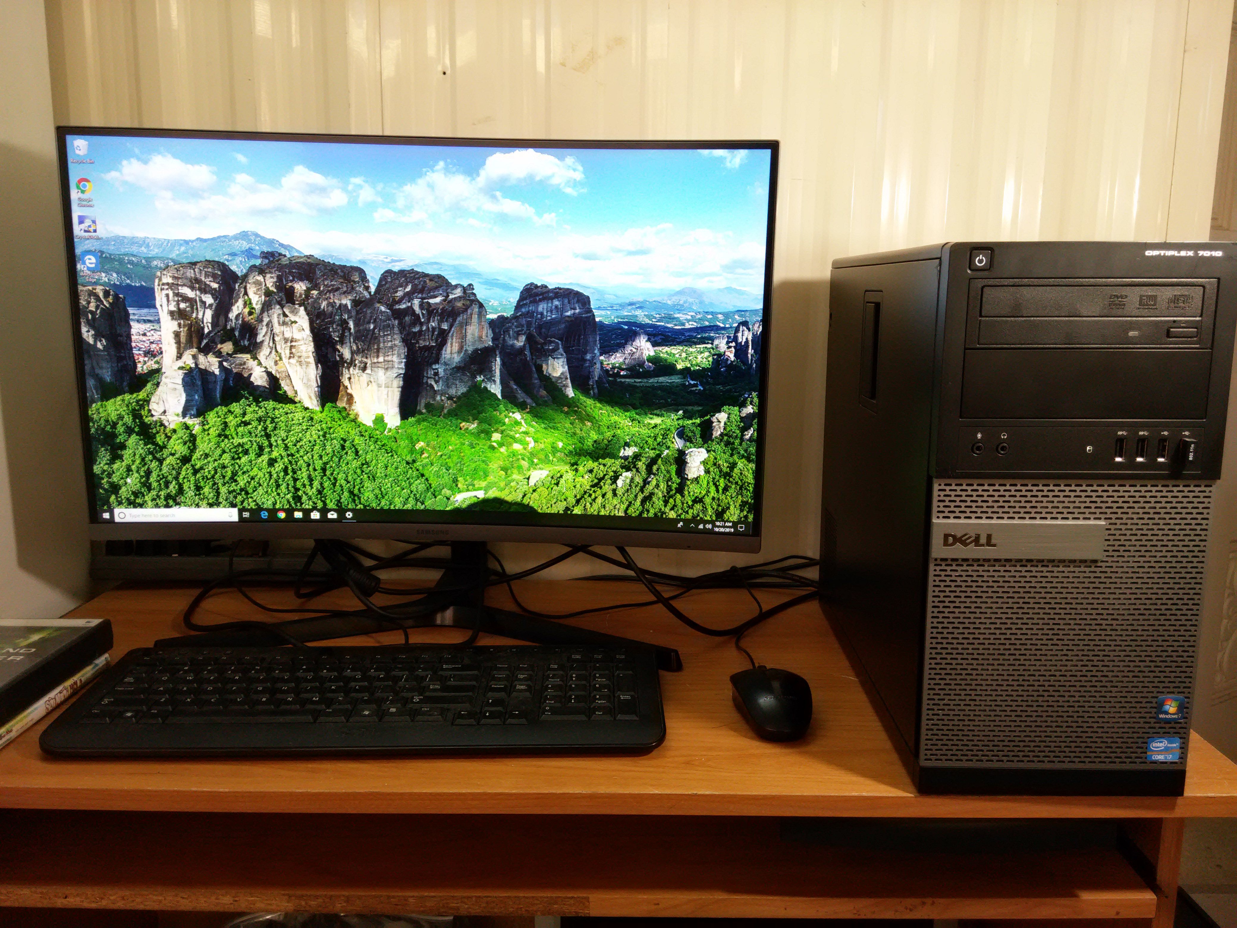 Dell Optiplex 7010 i7 3Gen 3.4G 8G RAM 500G Win10 Pro 27 Samsung curved monitor +mouse and keyboard