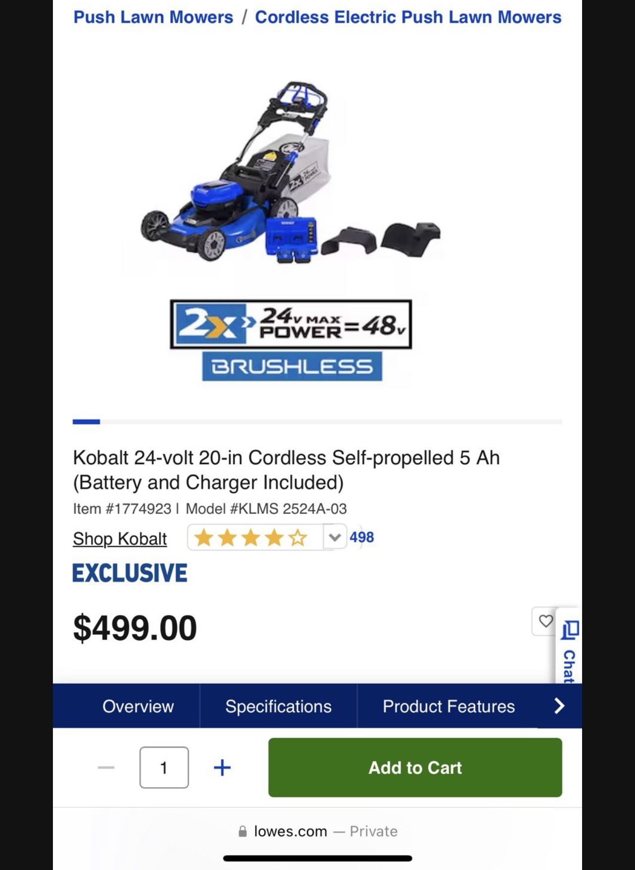 Lawn mower Kobalt