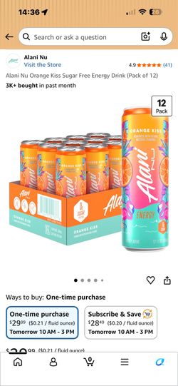 Alani Nu Orange Kiss Sugar Free Energy Drink (Pack of 12)