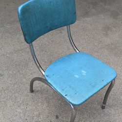 Vintage Classic Blue Chair With Chrome