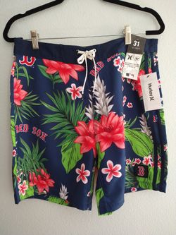 HURLEY Boston Red Sox MLB Board Shorts 47 Brand Hawaiian Floral Size 31