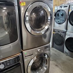 LG Front Loading Washer And Stackable Gas Dryer Set 