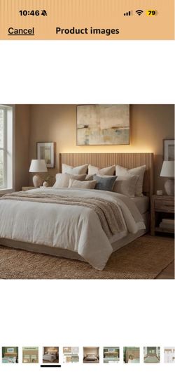Natural wood finish king bed headboard (no bed frame)