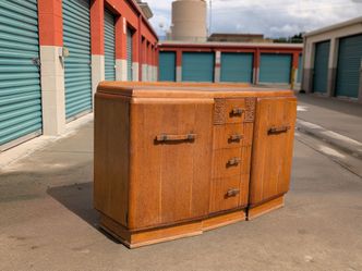 Vintage Art Deco Oak Sideboard Buffet, c1930s