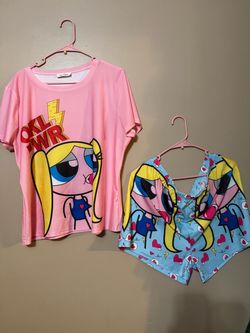 Powerpuff Girls Pajama Set Shirt and Shorts( worn once) xxxl