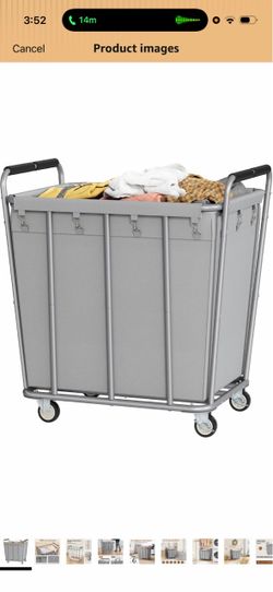 Hoctieon Large Laundry Cart with Wheels, 400L Heavy Duty Laundry Basket Organizer, Rolling Hamper Sorter for Clothes Storage, Industrial Dirty Clothes