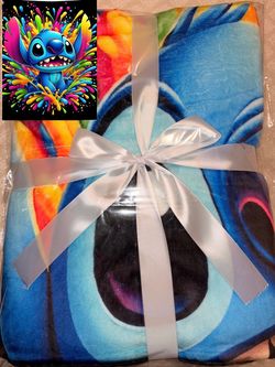 60”x80” Stitch Colorful Fleece Throw Blanket