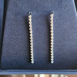 Brilliant 0.93 ctw VS2 Clarity, I Color Diamond 14kt White Gold Strand Earrings