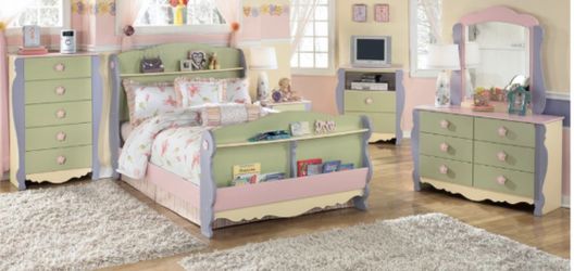 Ashley Furniture- Doll House Kids Room Set (Full Bed, Dresser, Computer Desk, Chair and Nightstand)
