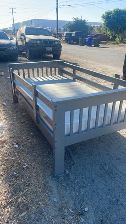 Gray Wooden Toddler Bed Frame