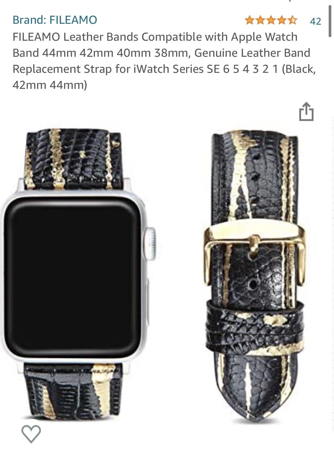 FILEAMO Leather Bands Compatible with Apple Watch Band 44mm 42mm 40mm 38mm, Genuine Leather Band Replacement Strap for iWatch Series SE 6 5 4 3 2 1 (B