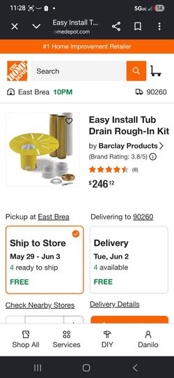 Easy tub installation drain kit