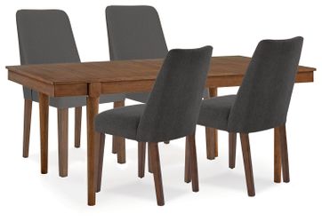 Lyncott Charcoal/Brown Extension Dining Table w/ 4 Chairs