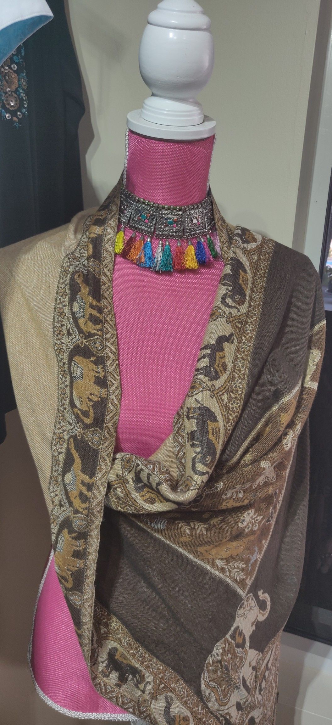 Pashmina Shawl and Necklace
