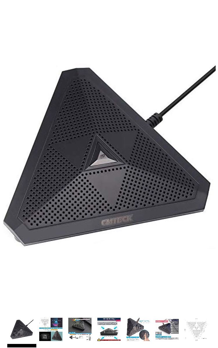 CMTECK USB Desktop Computer CM001 Microphone, Mute Button with LED Indicator, Omnidirectional Condenser Boundary Conference Mic for Recording,Streami
