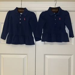 sz 9M girls polo Ralph Lauren peplun shirt