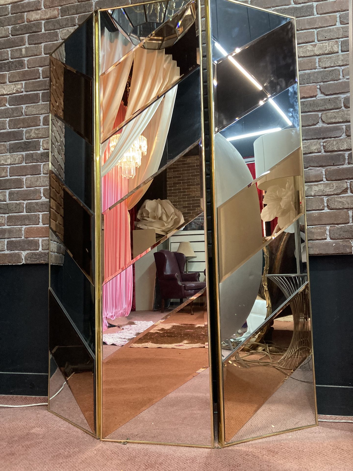 1970 Art Deco Tri Floor Length Mirror