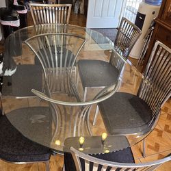 Oval Beveled Glass 6 Chair Kitchen Table
