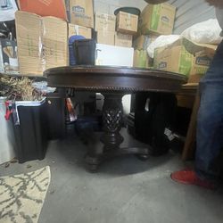 Handcrafted Wooden Table With Glass Top 