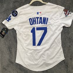 $45 White, blue, grey 2025  Kike World Series Mookie Betts, Freddie freeman, Ohtani, And Yamamoto dodgers Jersey