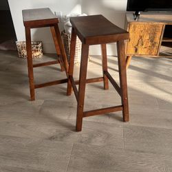 Two Wooden Counter Stools 