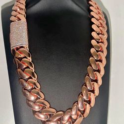 Rose Gold Miami Cuban Link Gold Plated Chain Necklace 