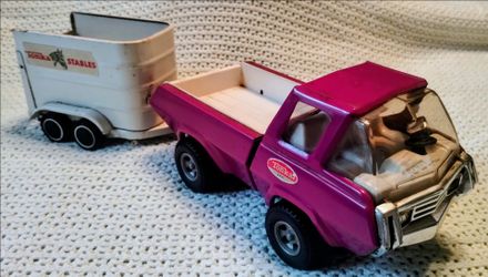 1970s Metal Tonka Pickup Truck With Metal Tonka Horse Trailer