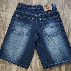 Vintage Southpole Shorts Mens 34 Baggy Denim Jorts Y2K Grunge Skater Red Tab
