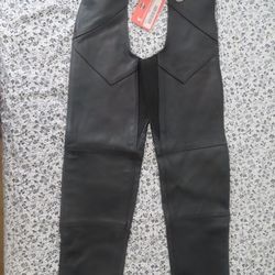 HARLEY DAVIDSON Woman's Size M 98480-98VW Black Leather Motorcycle Chaps