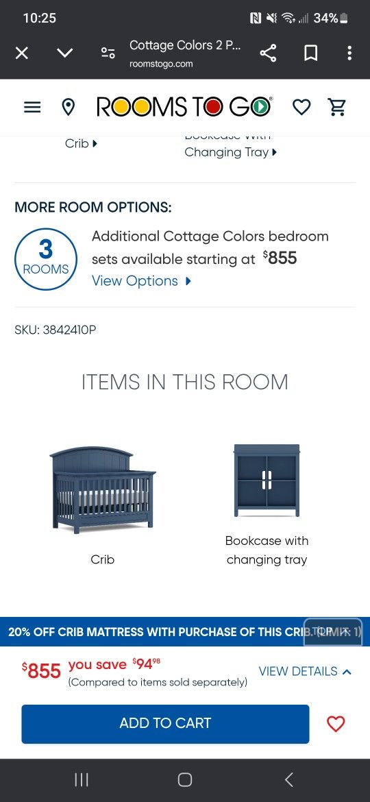Baby Crib And Changing Table