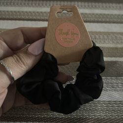 Black Satin Scrunchies - 2 Pack