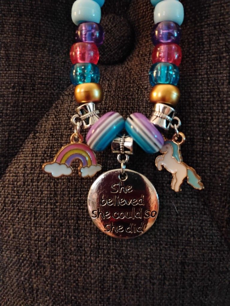 Multi Color Necklace W/Charms.