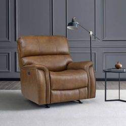 BarcaLoungers Presley Leather Power Rocker Recliner with Power Headrest