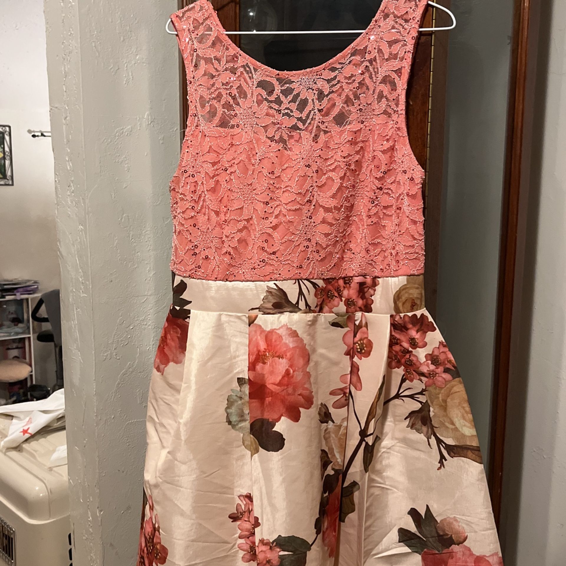 Semi Formal Coral Floral Dress