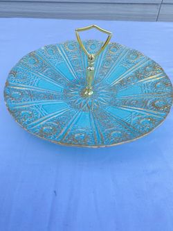 Vintage Mid Century Atomic Pattern Handled Server Platter