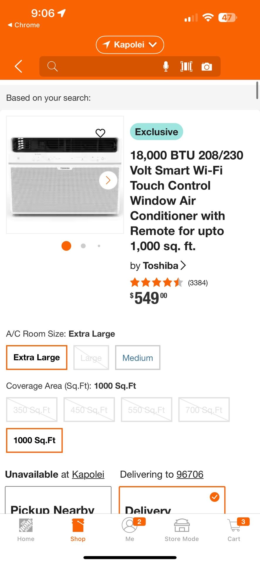 Toshiba 18,000 BTU ac unit
