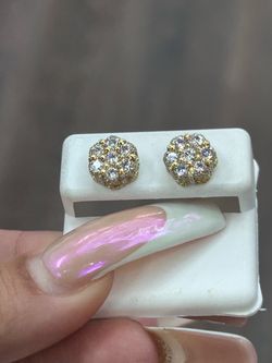 Silver earrings dipped in gold with Mossanite