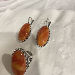 Jewellery Set New Silver With Natural Stone 