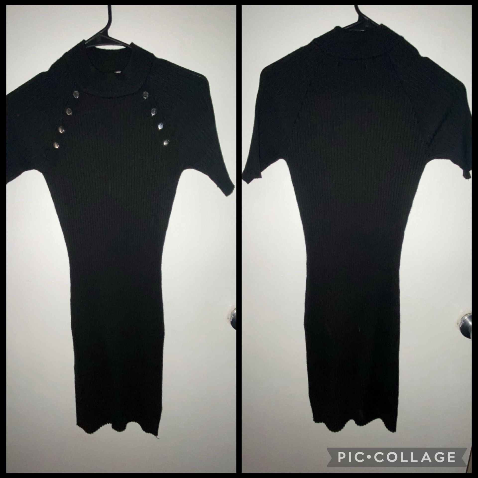 Black Short Sleeve Sweater Dress