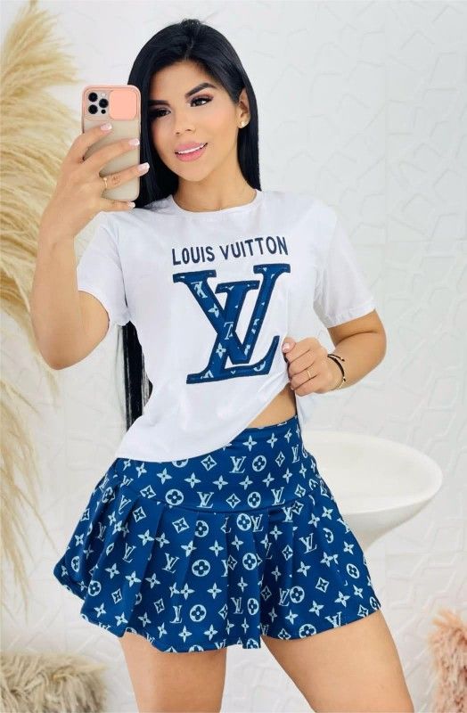 LV Print Skirt Set 👉Small To XL- Thick Quality