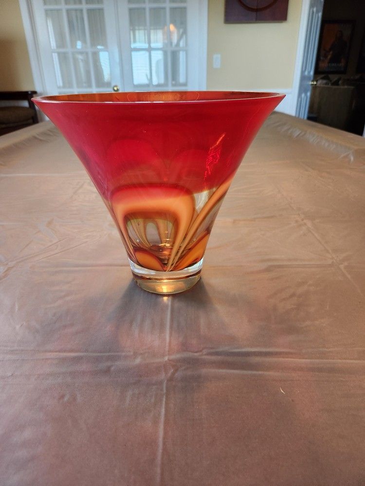 Waterford Evolution10"  Red Amber bowl  