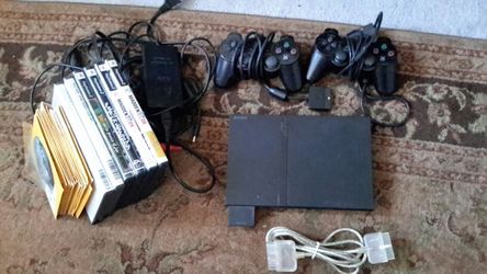 ~Market Value $295 Mid-Range~2 Complete Playstation 2 Slim (PS2) + 21 Games + 3 Remotes + Extension Remote Cord + 2 Memory Cards + PS1 WU-TANG CLAN