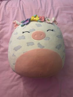 Squishmallow Cow Plush with Flower Crown