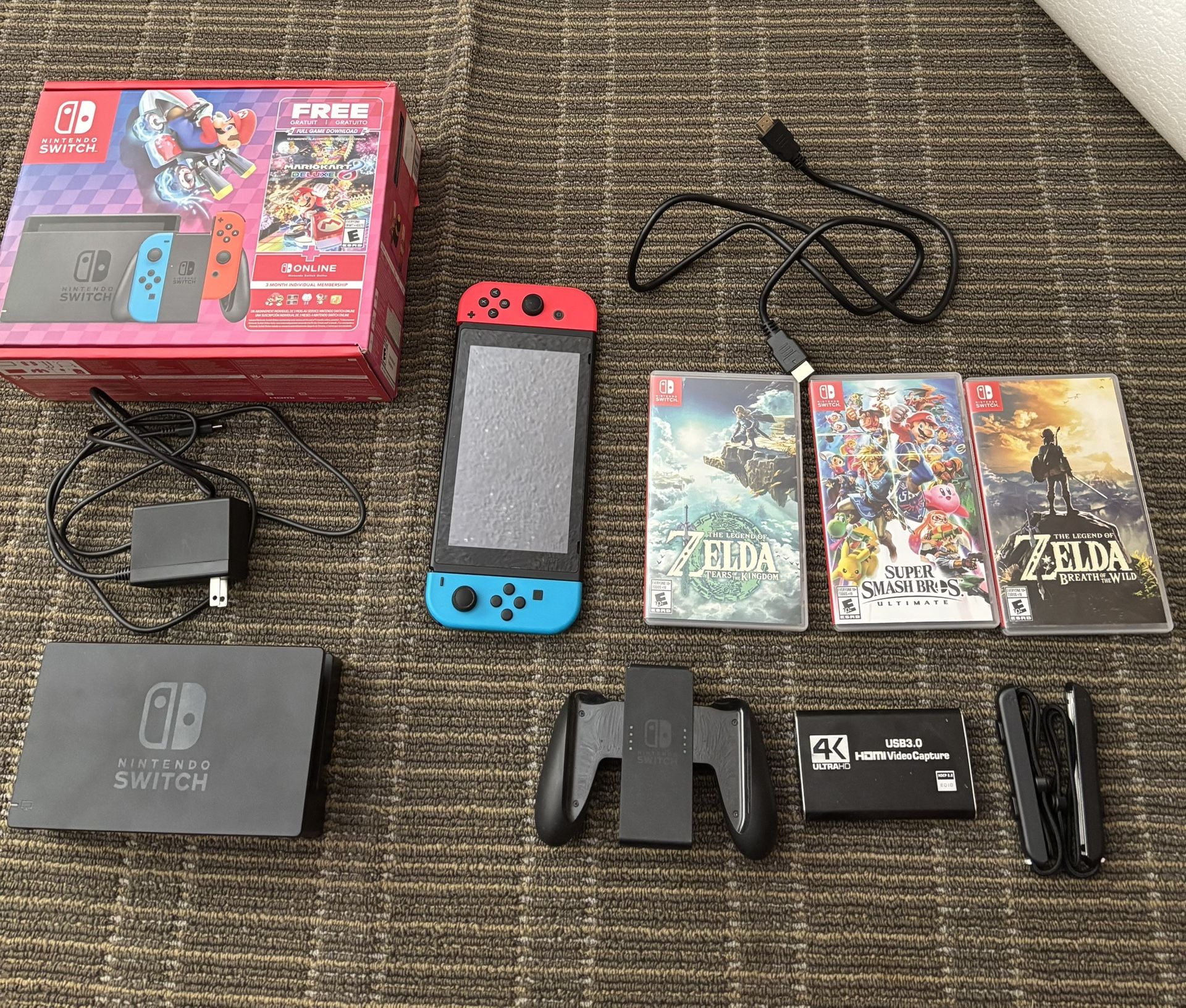 Gently Used Nintendo Switch + Capture Card And Games