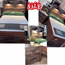 Queen Bedframe, Nightstand, Mirror, Dresser 
