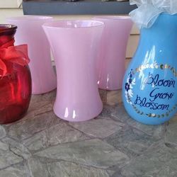 Vases 5 Asst Vases $5 Each 3 pink 8" 1 red 8" 1 blue 9"