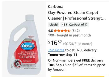 Carbona Oxy-Powered Steam Carpet Cleaner 48 oz