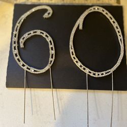 Rhinestone “60” Birthday Cake Topper / Party Decor