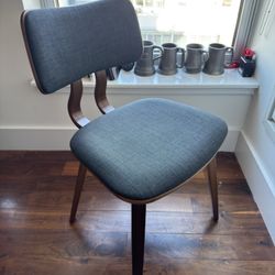 Chair - Mid-Century Modern, Charcoal Fabric, Walnut
