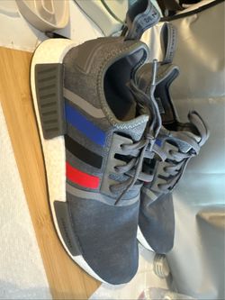 Gently used new Mens US 10 Adidas NMD_R1 Grey Blue Red Black White Low Boost